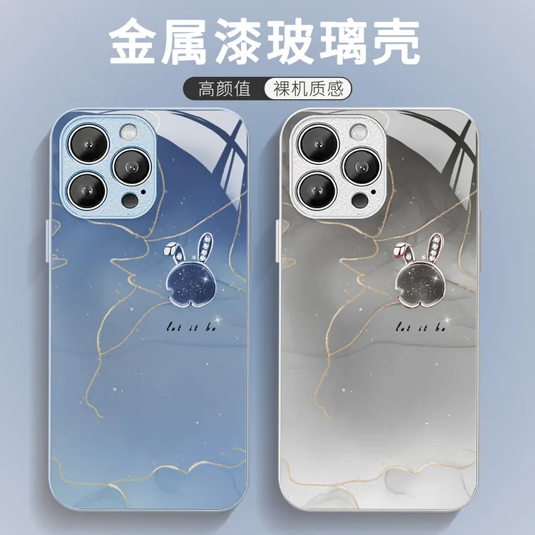适用于苹果/华为/小米/oppo/vivo创意简约镶钻兔子高档网红手机壳
