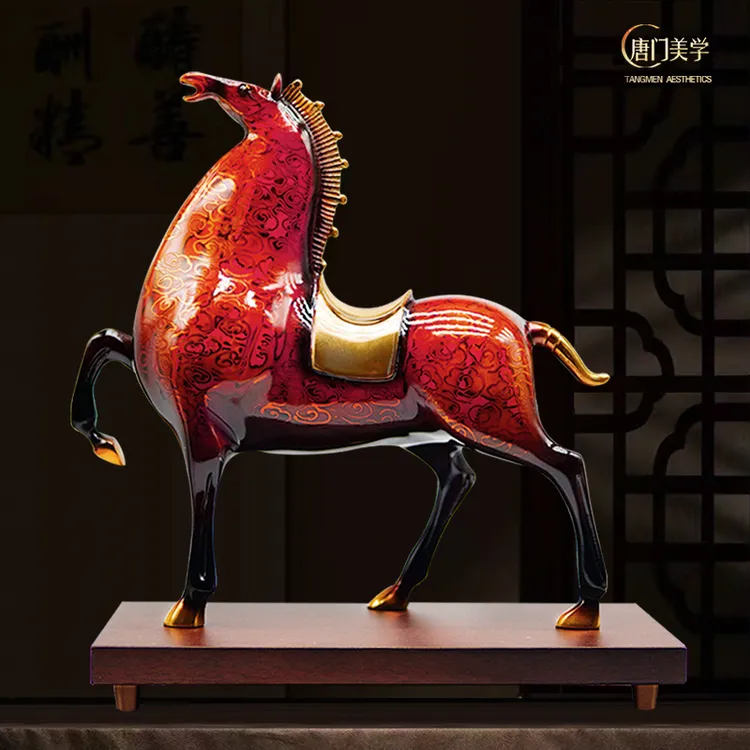 《财福马》高档全铜手工大漆马铜摆件玄关书房乔迁开业礼个性工艺品