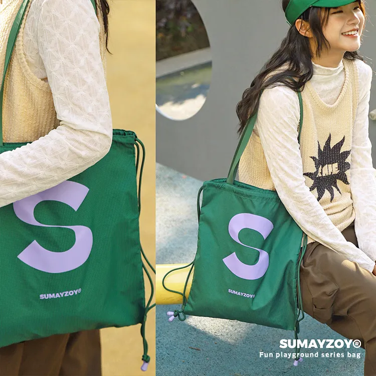 SUMAYZOY抽绳双肩包束口袋手提两用双肩背包轻便运动收纳袋沙滩包