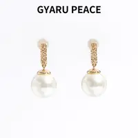 GYARU PEACE 铜合金仿珍珠耳饰 LAVA手工锤纹珠饰耳饰白色轻奢