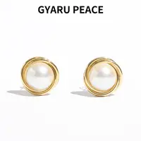 GYARU PEACE 铜合金仿珍珠耳饰 中古麦穗珠饰耳环复古气质法式