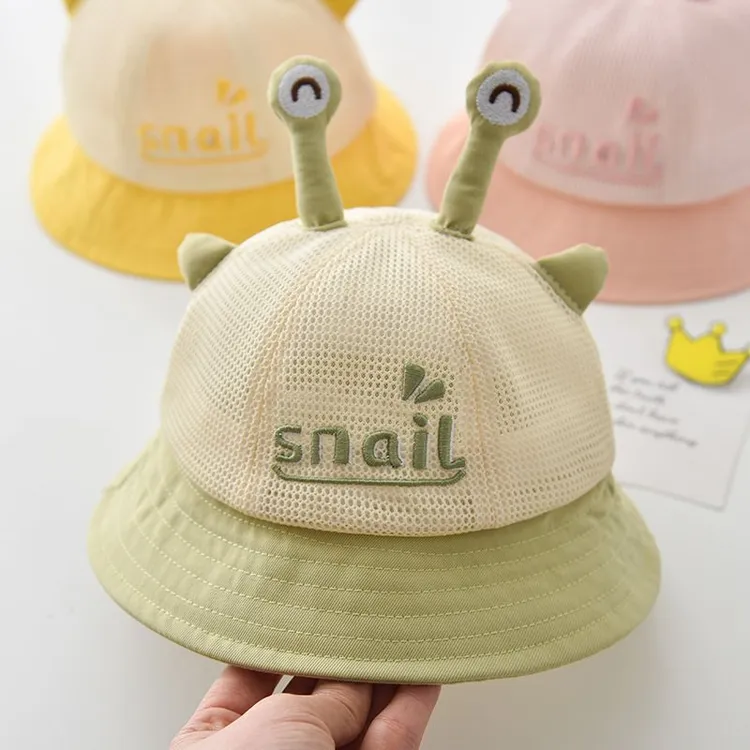 婴儿帽子春秋薄款男童女宝宝渔夫帽网帽可爱超萌婴幼儿遮阳盆帽夏