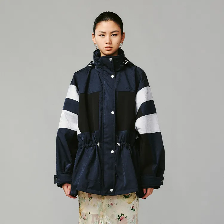 UOOYAA/乌丫冬季经典欧式缎面提花户外机能夹棉外套9135