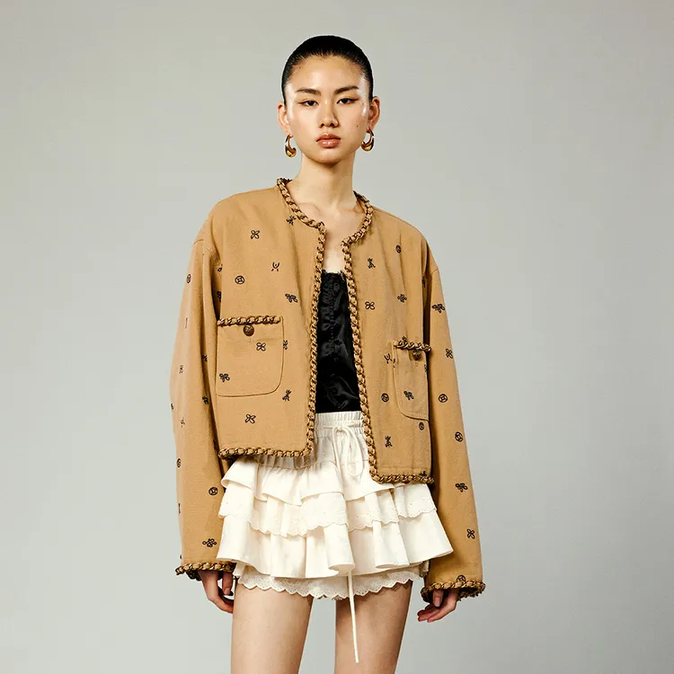 UOOYAA/乌丫「天真的岁月」系列中式刺绣小香风外套UY24312W106190