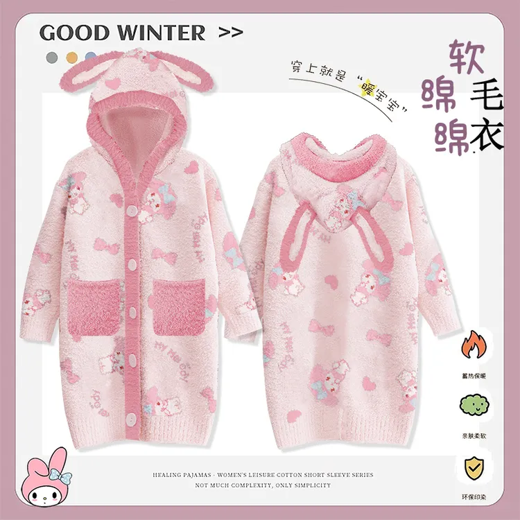 软绵绵女童睡袍秋冬季女孩珊瑚绒儿童睡衣睡裙半边绒浴袍2025新款