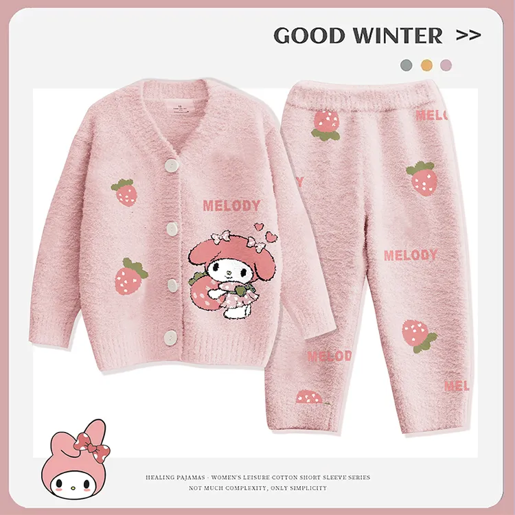 软绵绵儿童睡衣珊瑚绒秋冬季加厚款2025新款女童家居服女孩半边绒