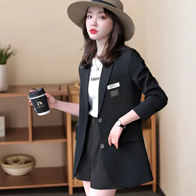 西装外套女显瘦短款百搭外套休闲职业黑色西装女外套洋气质韩版女