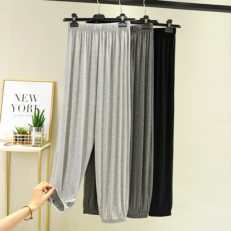 春夏莫代尔灯笼防蚊女阔腿夏薄款运动休闲宽松冰丝显瘦百搭束脚裤