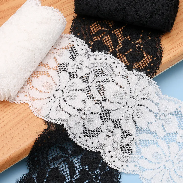 黑白柔软弹力蕾丝花边辅料手工diy布料衣服袖口短裙下摆装饰配件