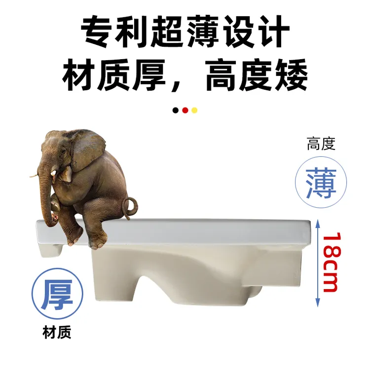 超薄款带弯18cm无弯13cm蹲坑套装防堵防臭防溅水式卫生间便池家用