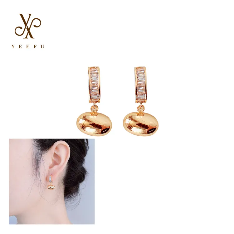 铜合金锆石耳饰 新款银针锆石豆豆耳环轻奢简约气质小众耳坠7043