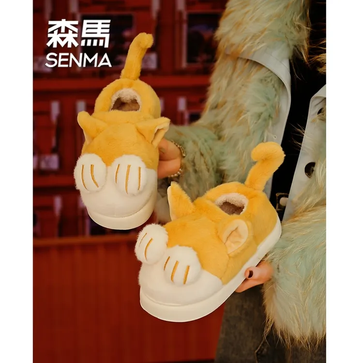 SENMA/森马仙女风可爱毛毛鞋女2024年新款冬季外穿加绒保暖毛拖鞋