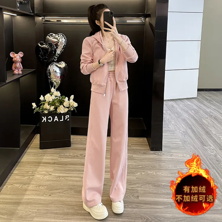 显瘦时尚套装韩版运动秋冬高端短款减龄卫衣潮流卫裤加厚两件套