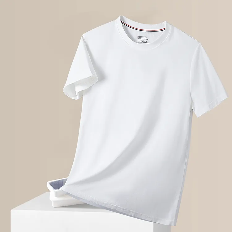 吸汗易洗短袖2024年夏季圆领男装T恤时尚都市男士运动白色半袖