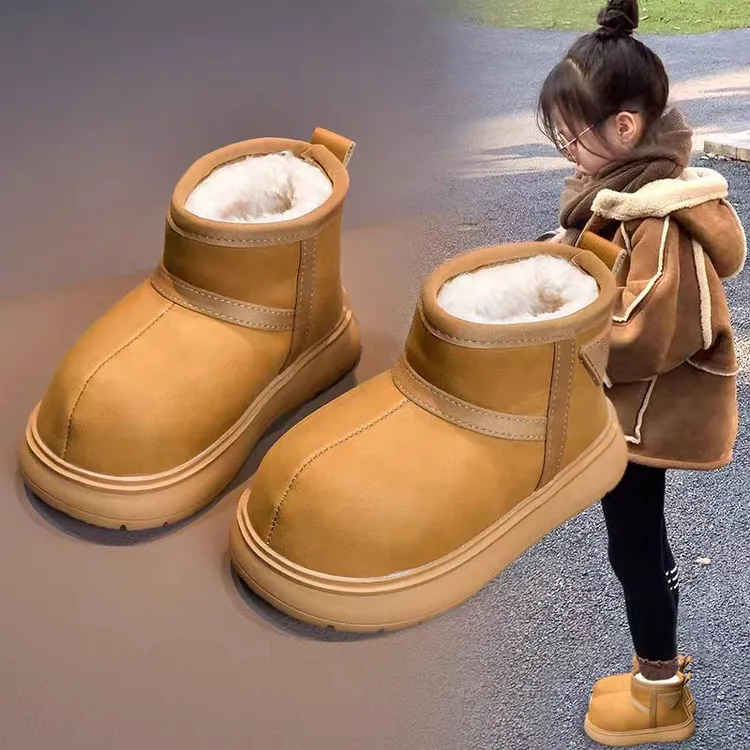 卡皮巴拉东北雪地靴运动鞋女童男童6-12岁雪地棉防水保暖大棉靴子