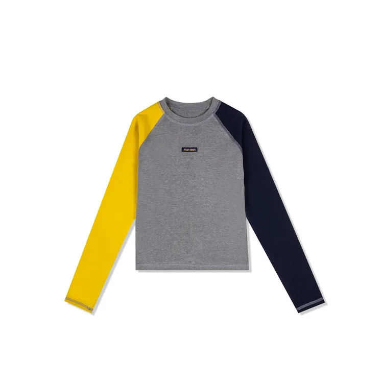 加厚保暖圆领撞色长袖内搭T恤女2024新款设计感气质显瘦秋冬上衣