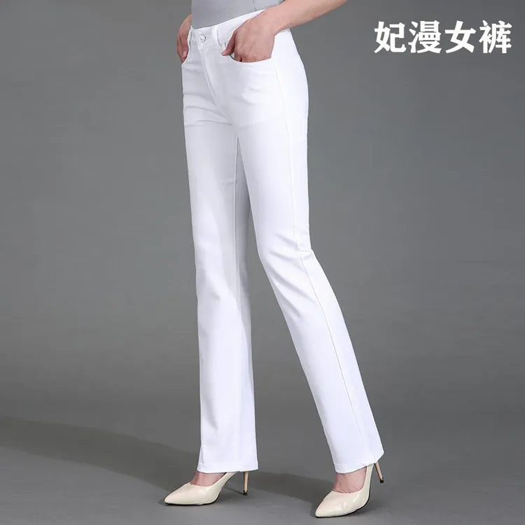 白色裤子牛仔裤女款爆款2025新款秋季高腰宽松女士直筒裤大码女装