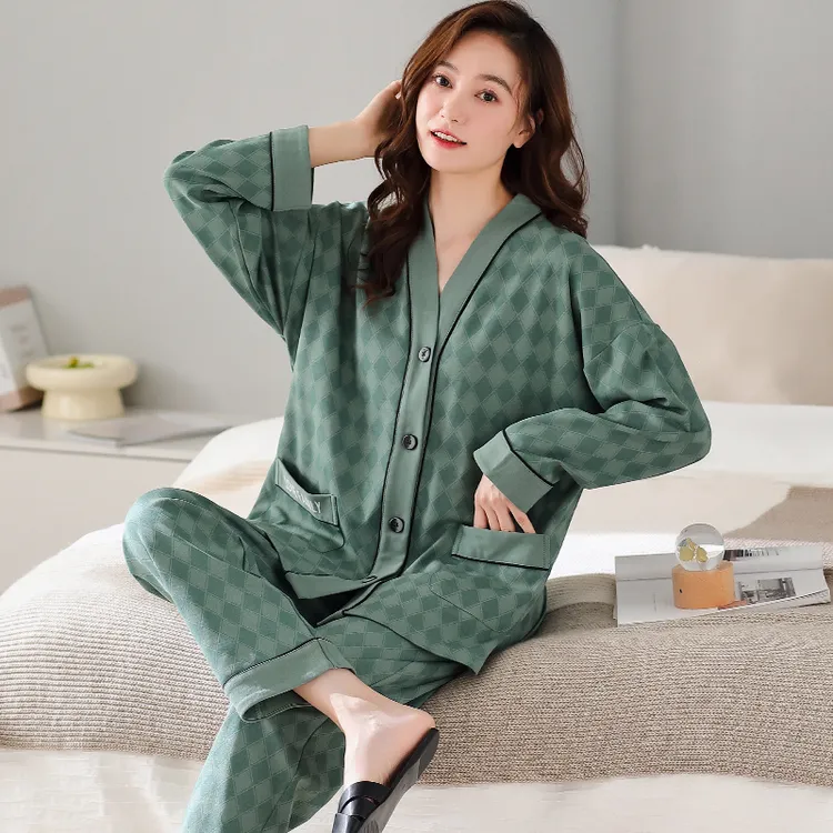 优质纯棉睡衣女2025新款春秋季长袖甜美开衫加肥大码家居服可外穿