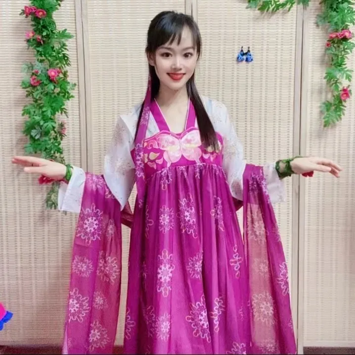 民族风改良汉服连衣裙大摆新款汉服连衣裙中国风齐胸襦裙日常