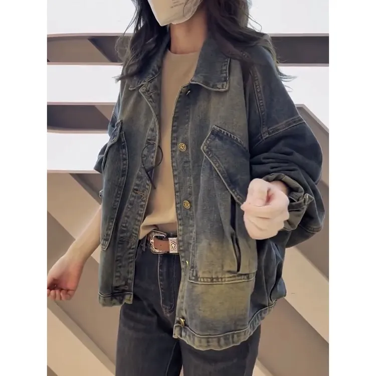 Aimeerosa/艾洛莎上衣大码女装2025年春季百搭女士宽松牛仔短外套