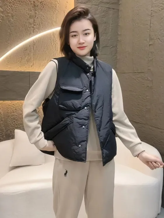 2023秋冬款新品休闲文艺宽松大码马甲夹棉无袖百搭显瘦保暖马夹女