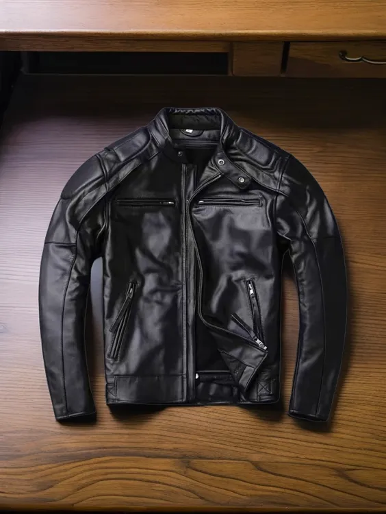 痞帅立领头层牛皮机车服秋冬款真皮皮衣可脱卸内胆哈雷男士骑行服