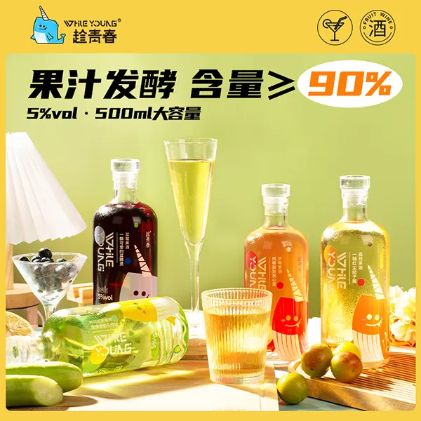 趁青春【夏日缤纷】风味果酒500ml*2瓶装微醺低度数聚会高颜值果酒