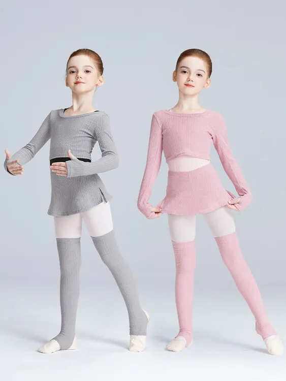 儿童舞蹈服毛衣圆领秋冬练功服套装女童芭蕾舞长袖外套中国舞披肩
