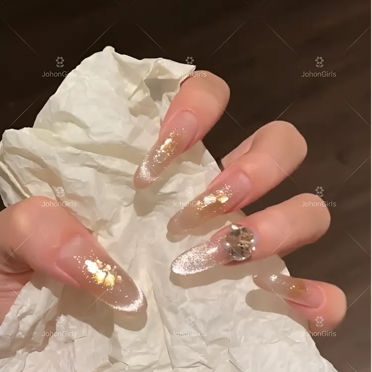JohonGirls'/琴岛小嫚【星光暮色】秋日法式猫眼美甲亮片手工穿戴甲