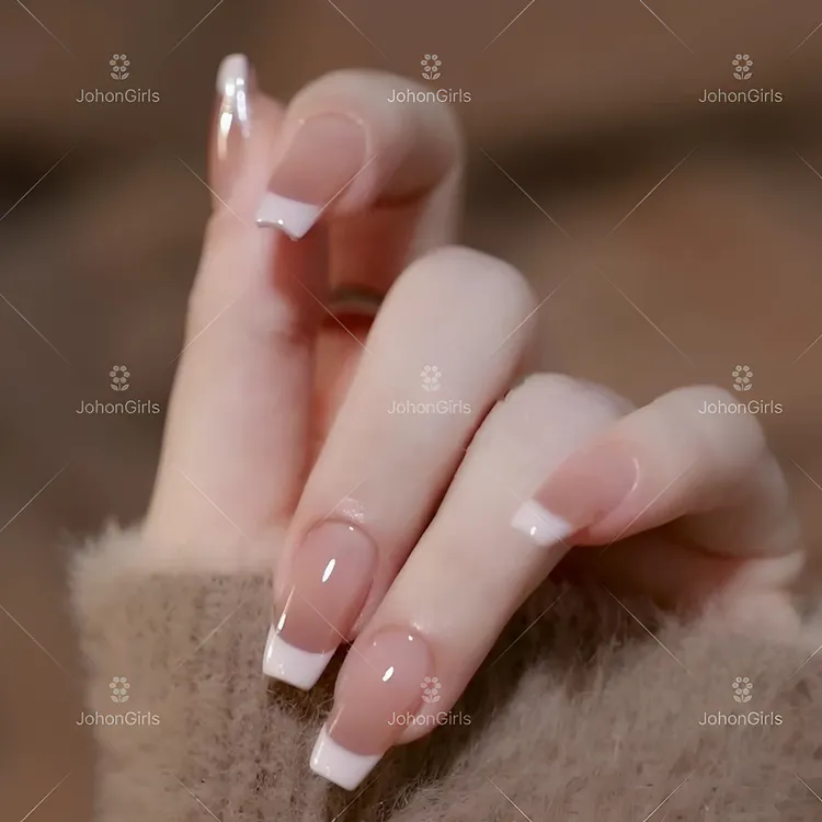 JohonGirls'/琴岛小嫚【 气质法式 】纯欲渐变手绘简约手工穿戴甲片