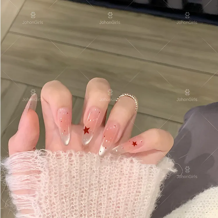 JohonGirls'/琴岛小嫚【星语心愿】新年波点法式猫眼美甲手工穿戴甲