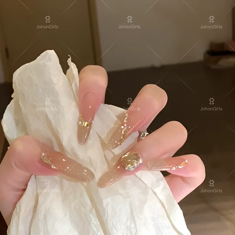 JohonGirls'/琴岛小嫚【月光宝盒】高级夏日香槟钻爆闪纯手工穿戴甲