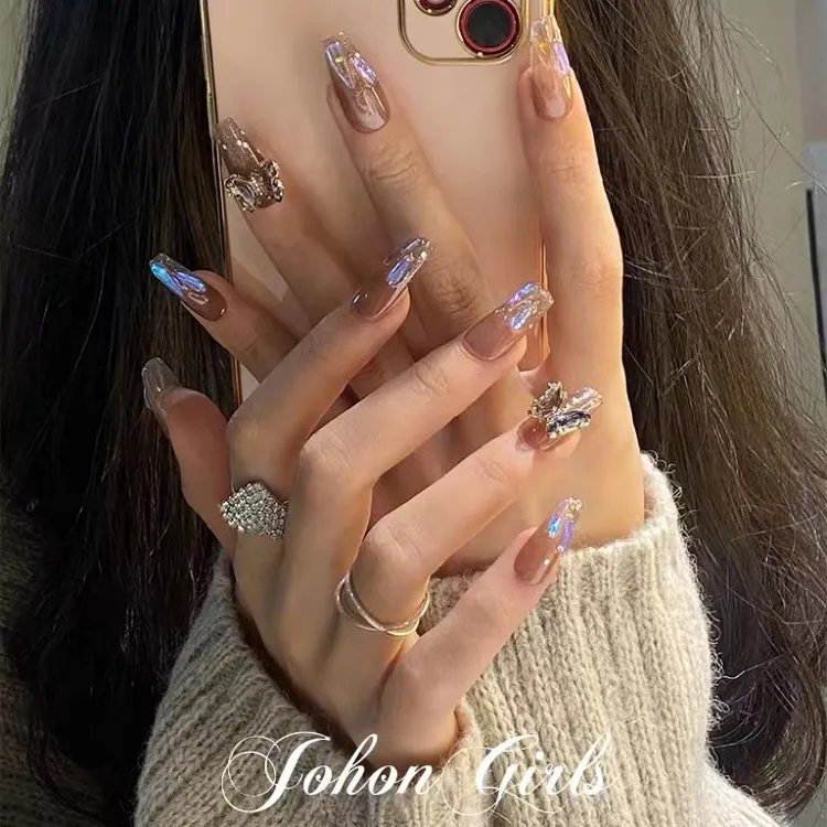 JohonGirls'/琴岛小嫚【暮光之城】超闪气质显白极光钻手工穿戴甲片