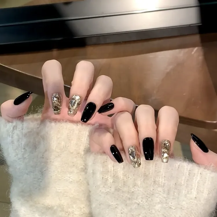 JohonGirls'/琴岛小嫚【星空魅影】高级感黑色系美甲显白手工穿戴甲