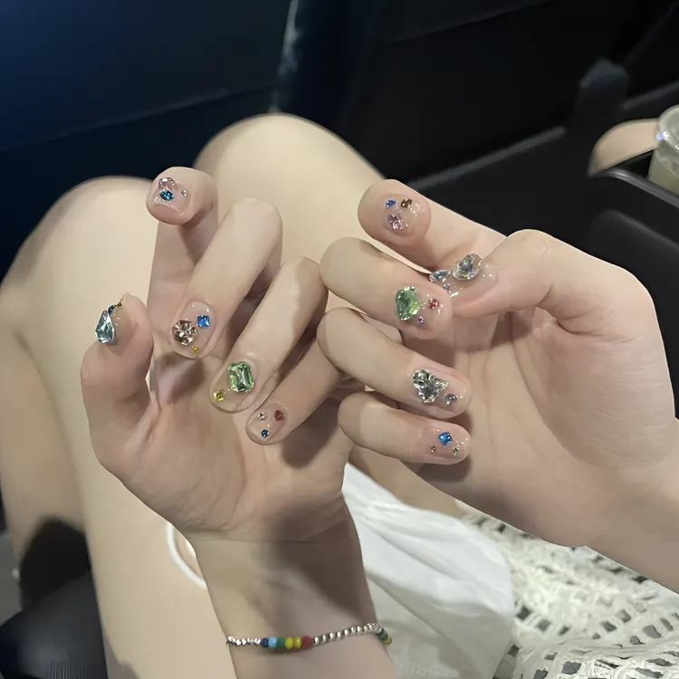 JohonGirls'/琴岛小嫚【 星光璀璨 】夏日彩色钻钻超闪纯手工穿戴甲