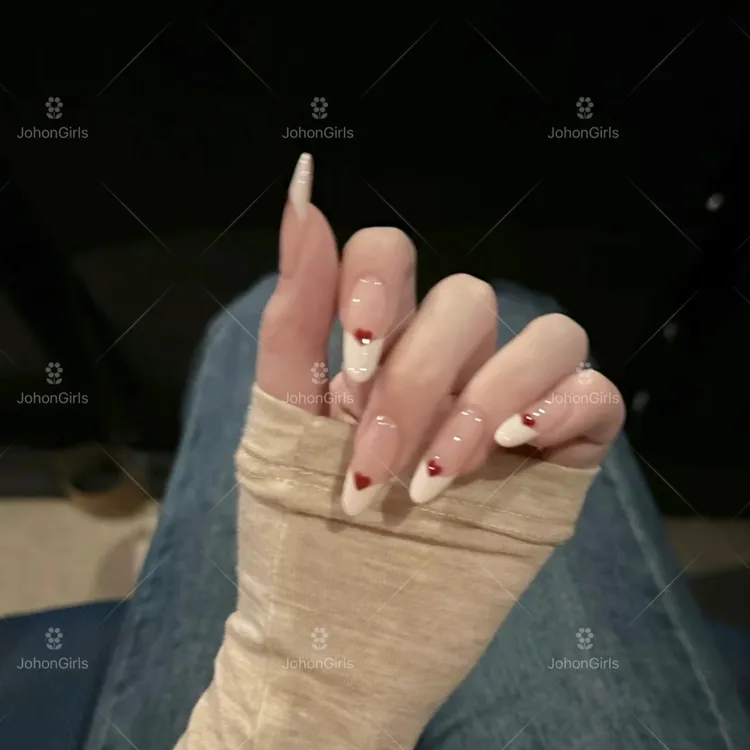 JohonGirls'/琴岛小嫚【 甜蜜心愿 】夏日法式爱心显白手工穿戴甲片