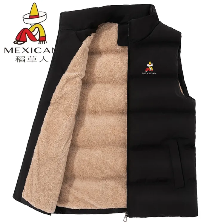 稻草人男士秋冬季加绒加厚羊羔绒马甲新款坎肩休闲保暖防寒背心男