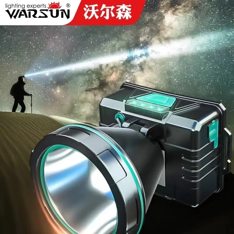 沃尔森W68头灯强光充电超亮远射户外矿灯LED头戴式超长续航夜钓灯