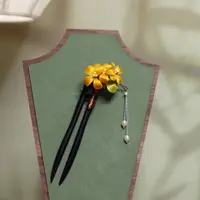隐木【秋意浓】小桂花非遗桑蚕丝绒花家居摆件饰品