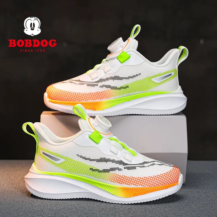 巴布豆童鞋男童运动鞋2025春秋款中大童旋转扣网面透气儿童跑步鞋