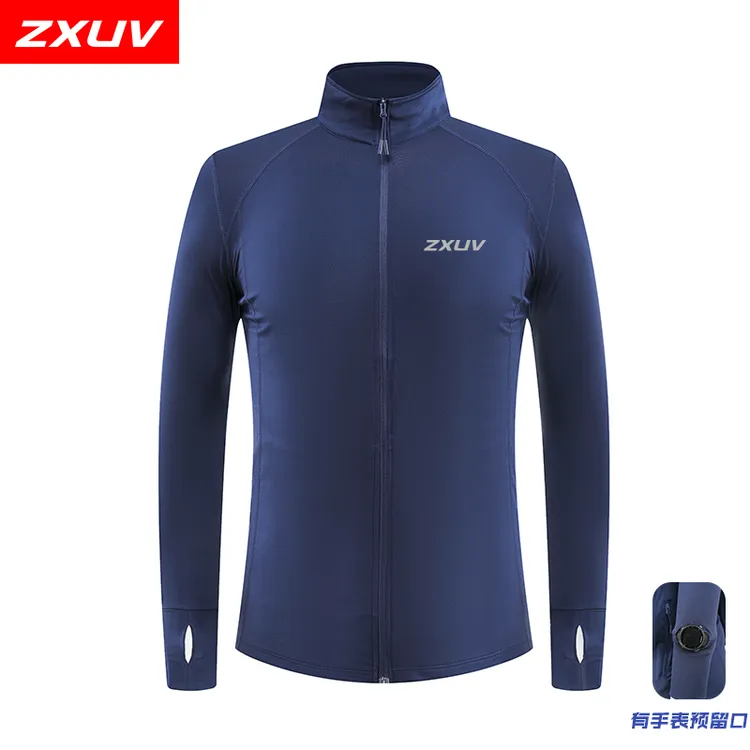 ZXUV0099男女长袖修身速干跑步弹力户外运动外套骑行衣服长袖衫