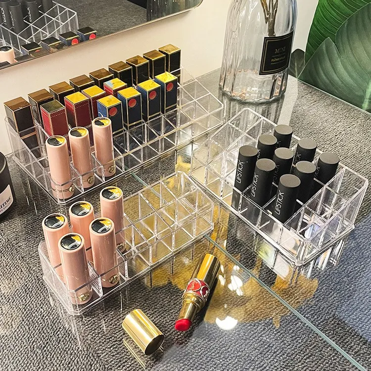 吉祥草透明加深口红收纳盒化妆护肤品唇膏亚克力桌面收纳盒展示架