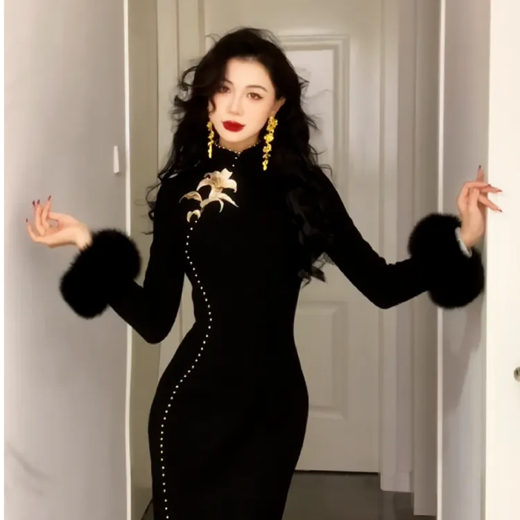 【尔尔古典美学】复古新中式旗袍【沙漠百合】秋冬修身中国风旗袍