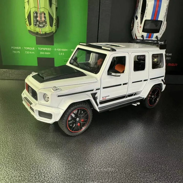 奔驰大G1:24比例合金车模白色功能避震工艺仿真可折叠