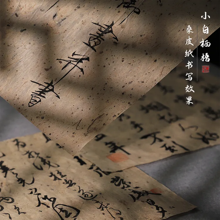 小白栖梧毛笔书法桑皮传统麻纸行楷书瘦金毛边纸八分熟不洇墨练习