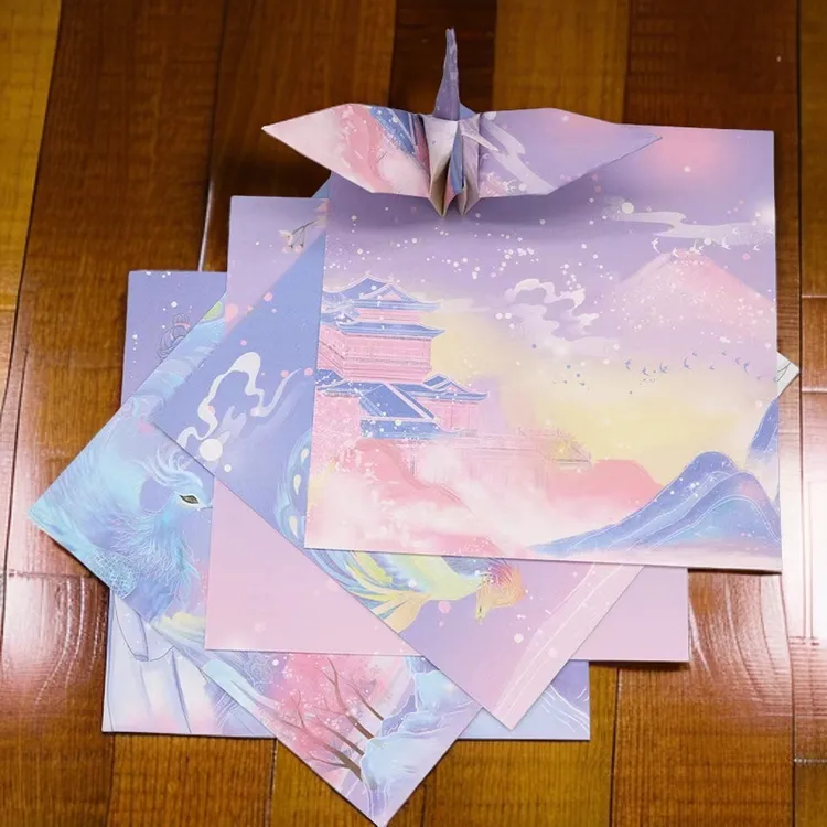 正方形彩色纸双面印花儿童手工折纸叠千纸鹤专用纸diy剪纸材料