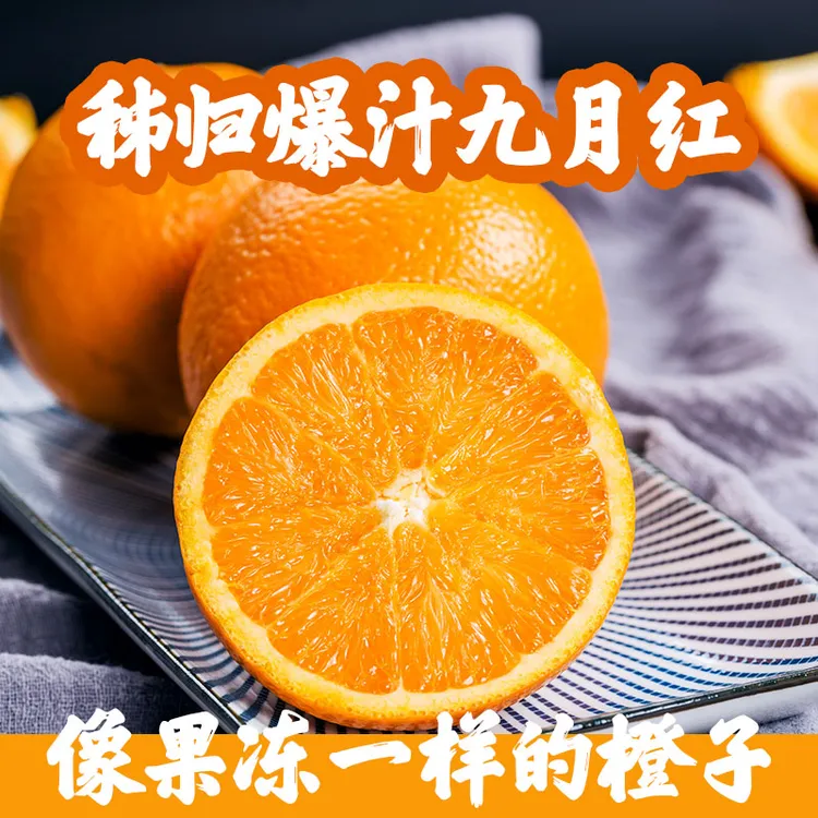 爆汁九月红秭归脐橙果冻橙果农直发果肉细腻香甜无渣多汁