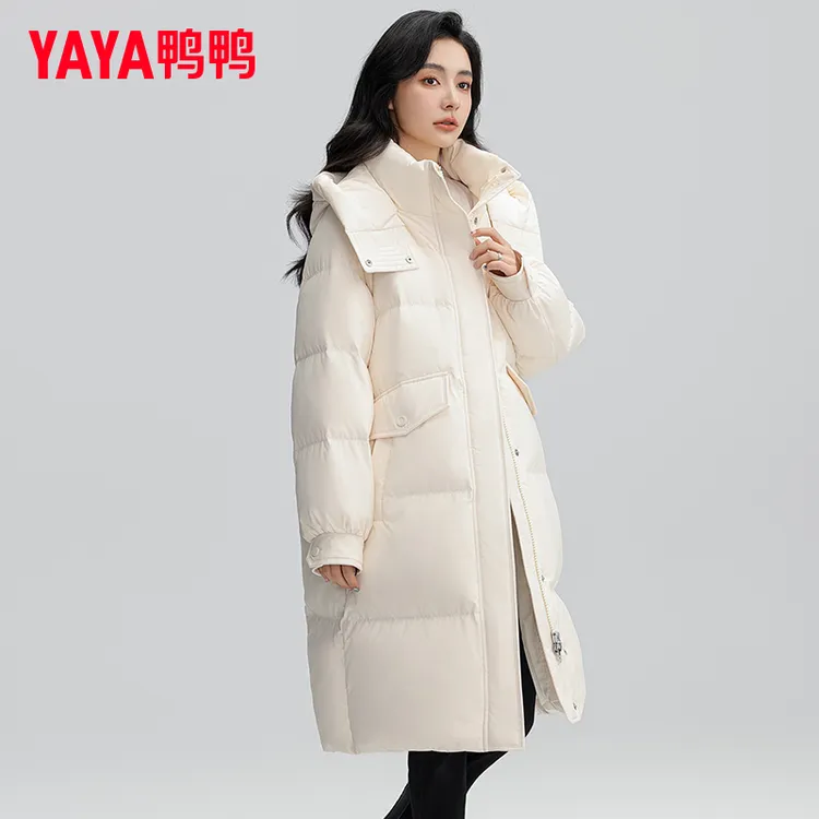 YAYA/鸭鸭羽绒服女长款2025冬季新款宽松过膝减龄时尚休闲外套潮