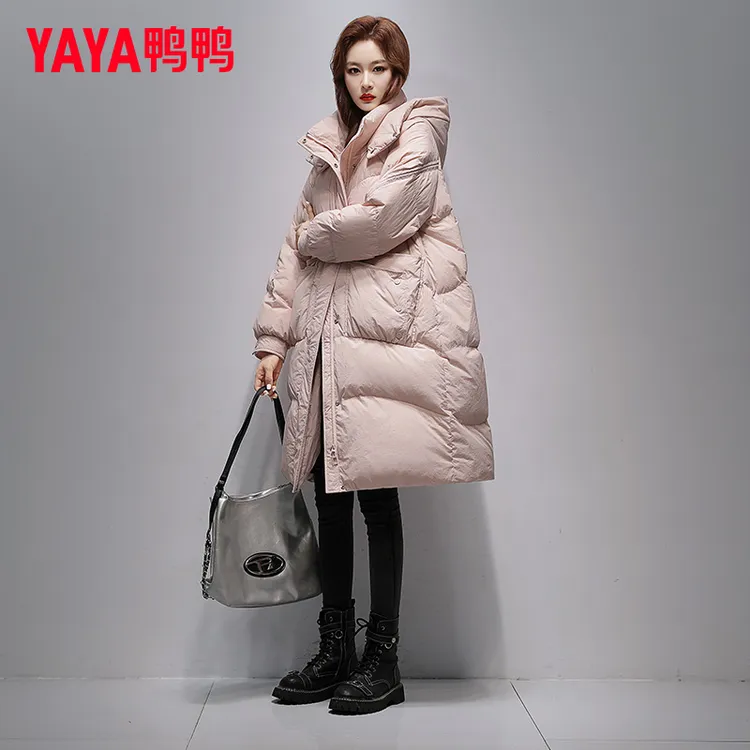 YAYA/鸭鸭羽绒服女冬季新款2025中长款加厚保暖简约韩版鸭绒外套