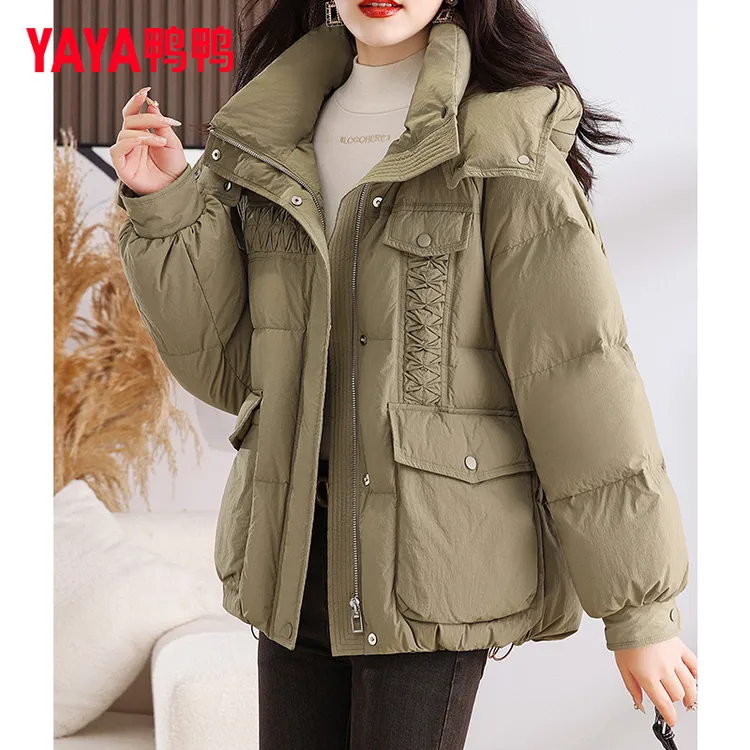YAYA/鸭鸭小个子短款羽绒服女士2025冬季新款韩版时尚连帽保暖